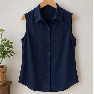 Navy Puff Sleeve Top
